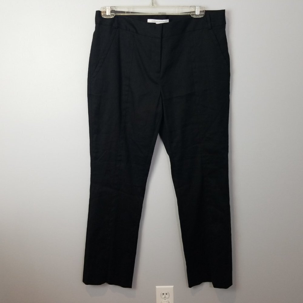 Diane Von Furstenberg Black Carissa Linen Ankle Pants 10